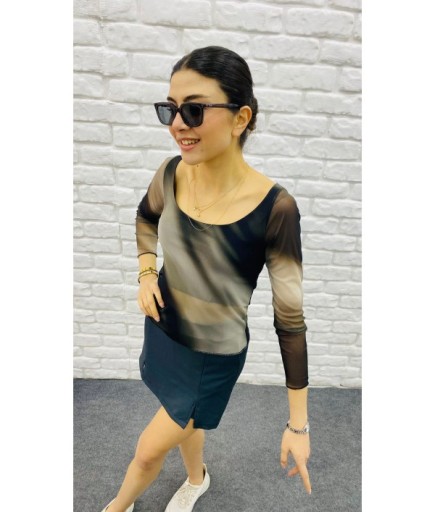 Şifon Astarlı Kayık Yaka Bluz 